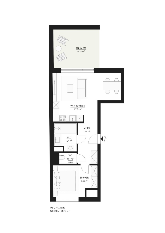 Muhr 58 | Erdgeschosswohnung mit sonniger Terrasse | Erstbezug