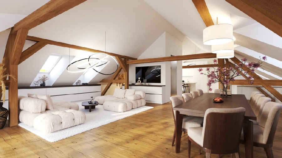 Luxuriöses Penthouse mit historischem Charme und Blick über die Weingärten